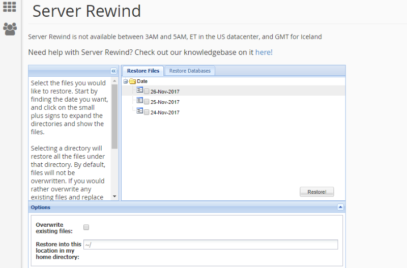 a2 hosting server rewind