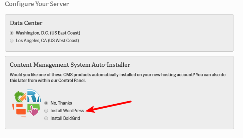 pre-installed wordpress at Inmotion Hosting