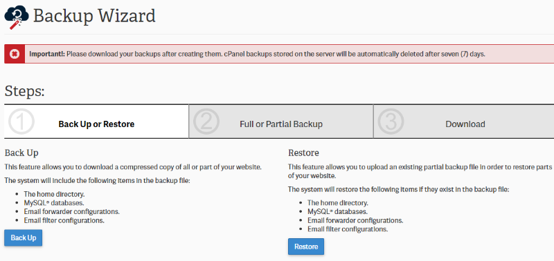 Easy backup wizard
