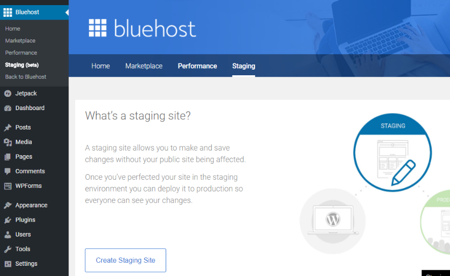 Image result for bluehost staging