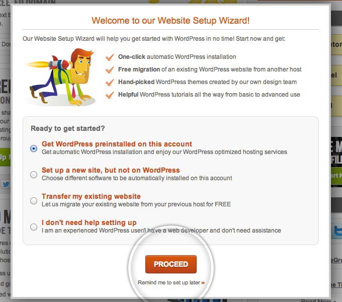 siteground website wizard interface