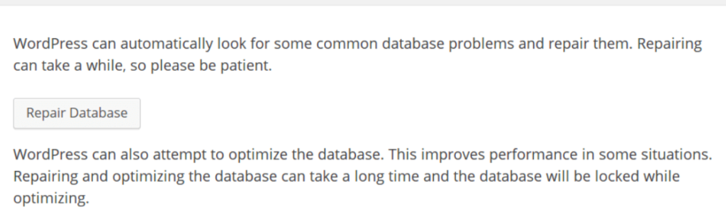 wordpress database repair tool