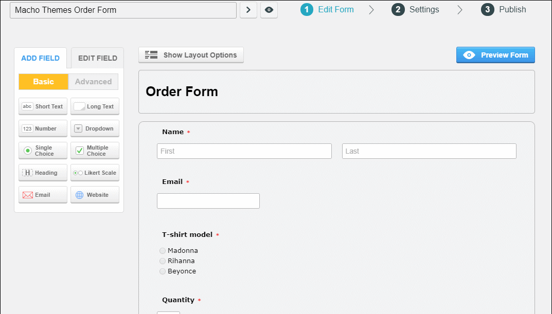 drag-and-drop form builder
