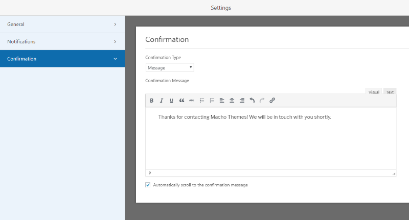 confirm message