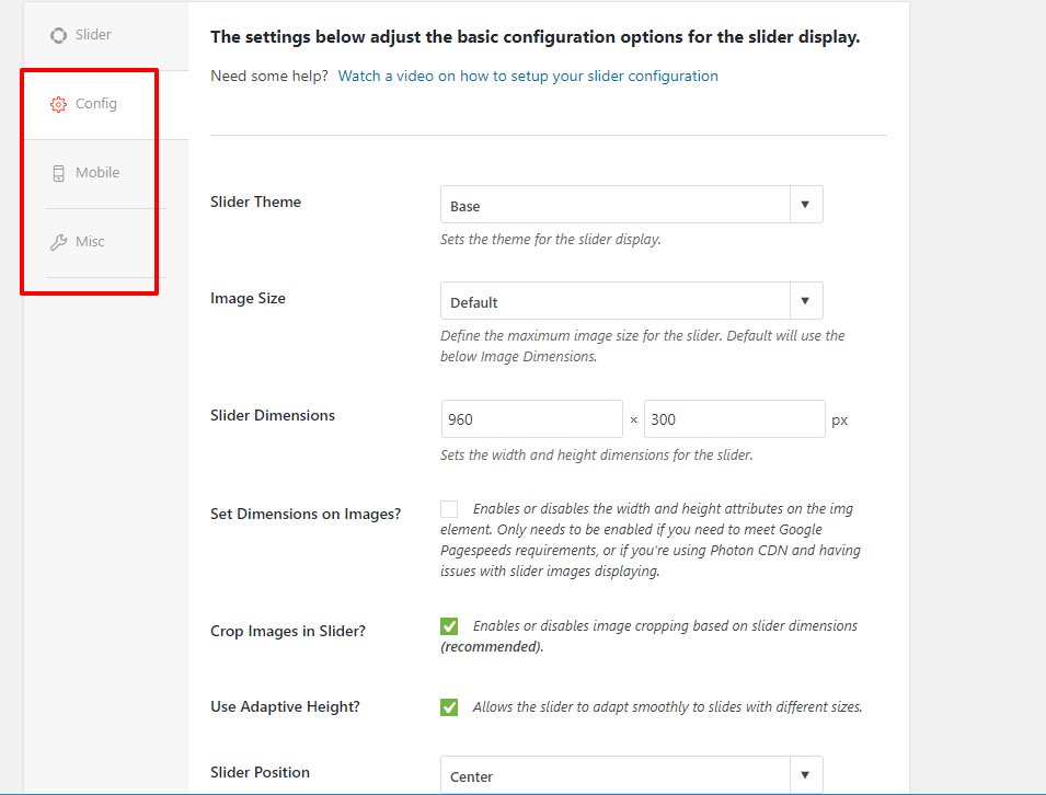 Slider options