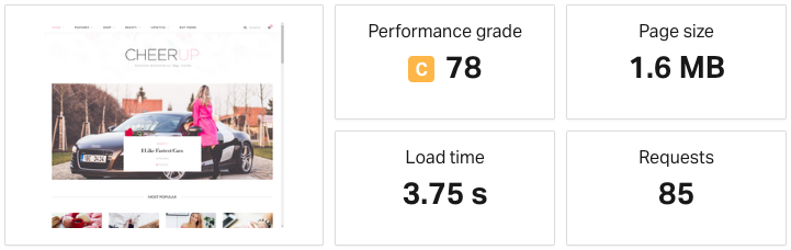 cheerup theme demo speed test