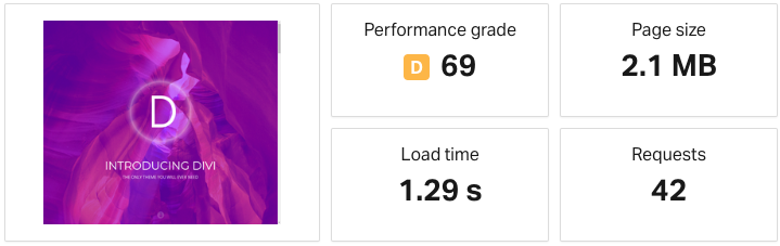 divi theme demo speed test results